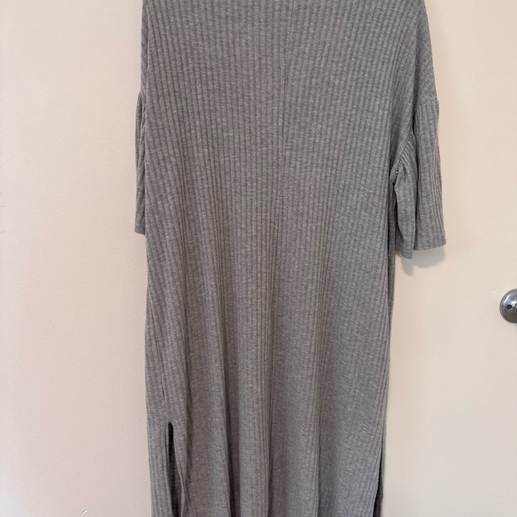 Gray Ribbed Open Cardigan - Picture 3 of 4